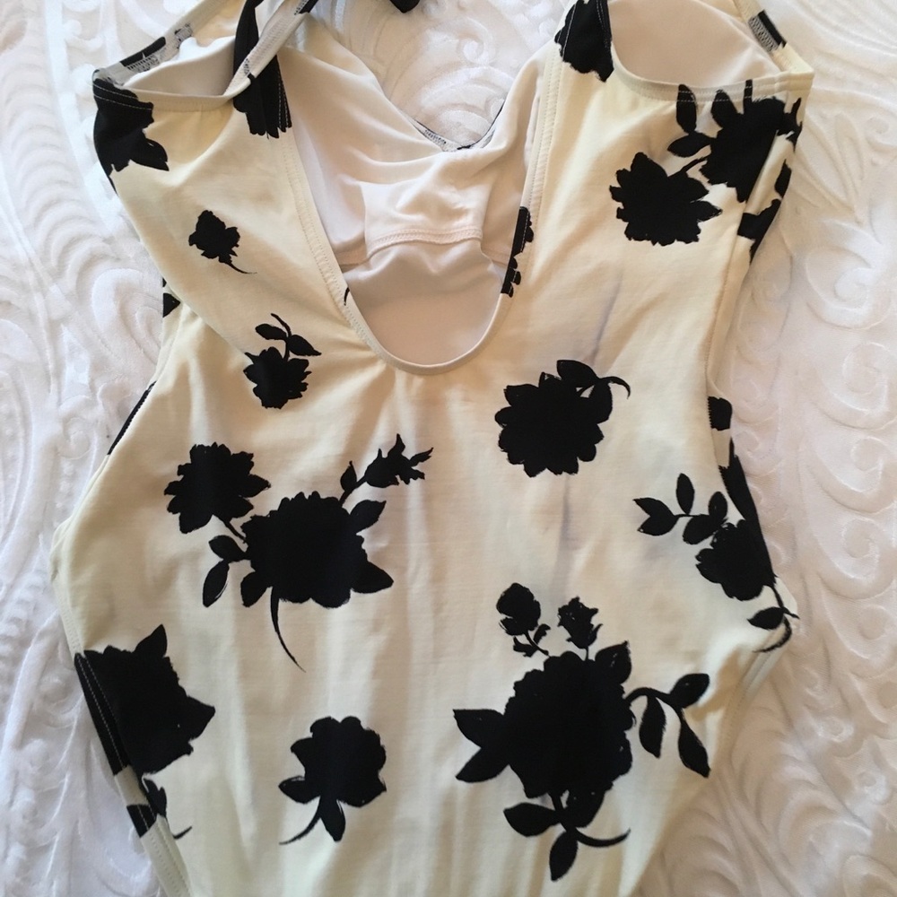 Kate Spade Cream One-Piece Swimsuit with Black Floral Print - Picture 8 of 12